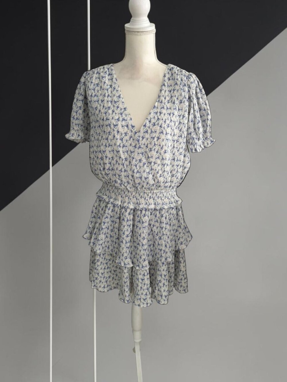 UNITED LOVER Floral Drop Waist Ruffle Skirt Dress Size Large